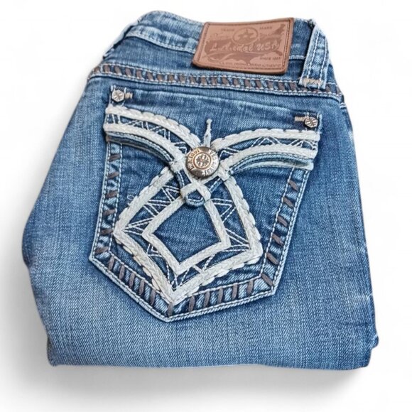 Y2K LA Idol Embroidered Jeans – Western Glam Bling Denim – Size 5 - Picture 6 of 10